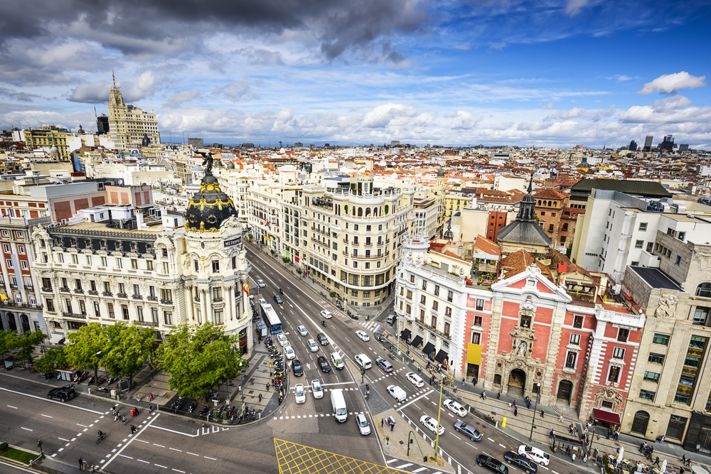 Vista aérea de Madrid centro. GranVía-Cibeles